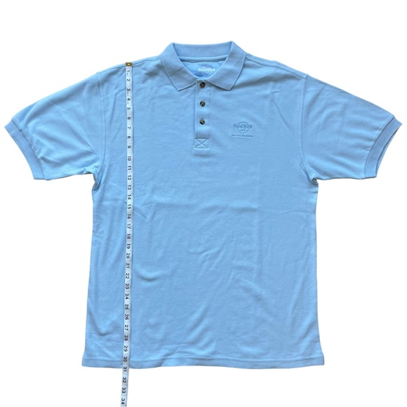 Hard Rock Cafe Blue Polo Shirt  (L Fit like XL) - Picture 3 of 7